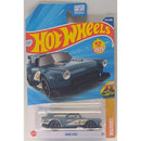 Hot Wheels toy car packaging with a blue car on a white background