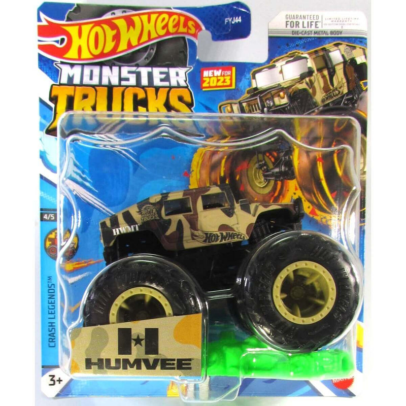 Hot Wheels 2023 1:64 Scale Die-Cast Monster Trucks (Mix 6), Humvee