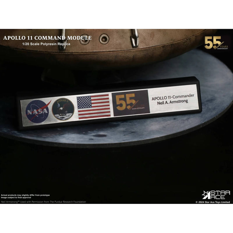 Star Ace 1/20 Scale Apollo 11 Command Module Replica Deluxe Version, name plate reading Apollo 11-commander Neil A. Armstrong