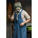 Leatherface (Texas Chainsaw 50th) Ultimate 7" Scale NECA Action Figure, wearing blue apron