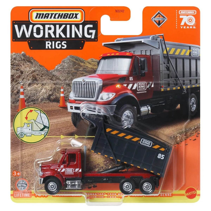 Matchbox 2023 Working Rigs (Wave 4) 1:64 Scale Diecast Vehicles, International Workstar 7500 Dump Truck