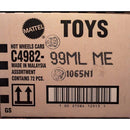 Cardboard box with Mattel branding and Hot Wheels toy cars product details.