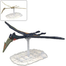Jurassic World Rebirth Quetzalcoatlus Plannosaurus Model Kit, pictured on stand with dinosaur build and skeleton build