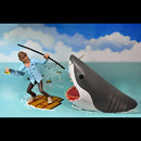 Quint and Shark (Jaws) 2-Pack Toony Terrors NECA 6-Inch Figures, Quint on the water attempting to kill the shark with his spear and machete
