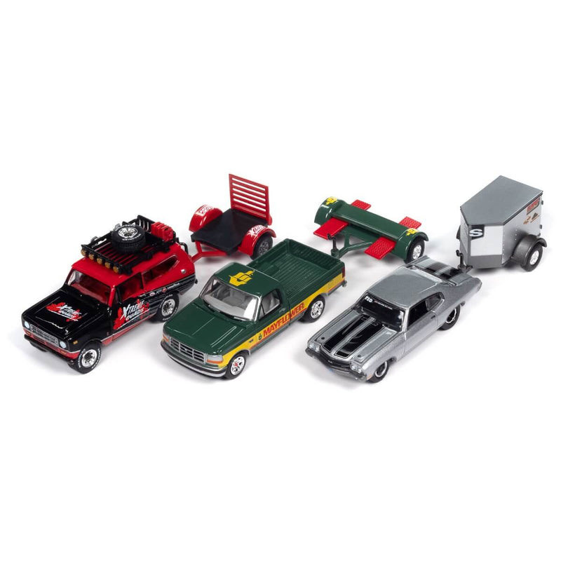 Johnny Lightning 2024 Hulls & Haulers R1 3-Piece Collector's Bundle 1:64 Scale Cars, unpackaged