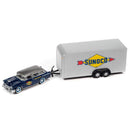 Model car with a trailer featuring the Sunoco logo on a white background
