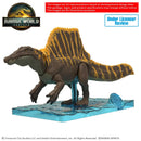 Jurassic World Rebirth Spinosaurus Plannosaurus Model Kit, displayed on stand as dinosaur build