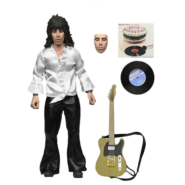 Keith Richards action figure with accessories including a guitar, record, and album cover on a white background