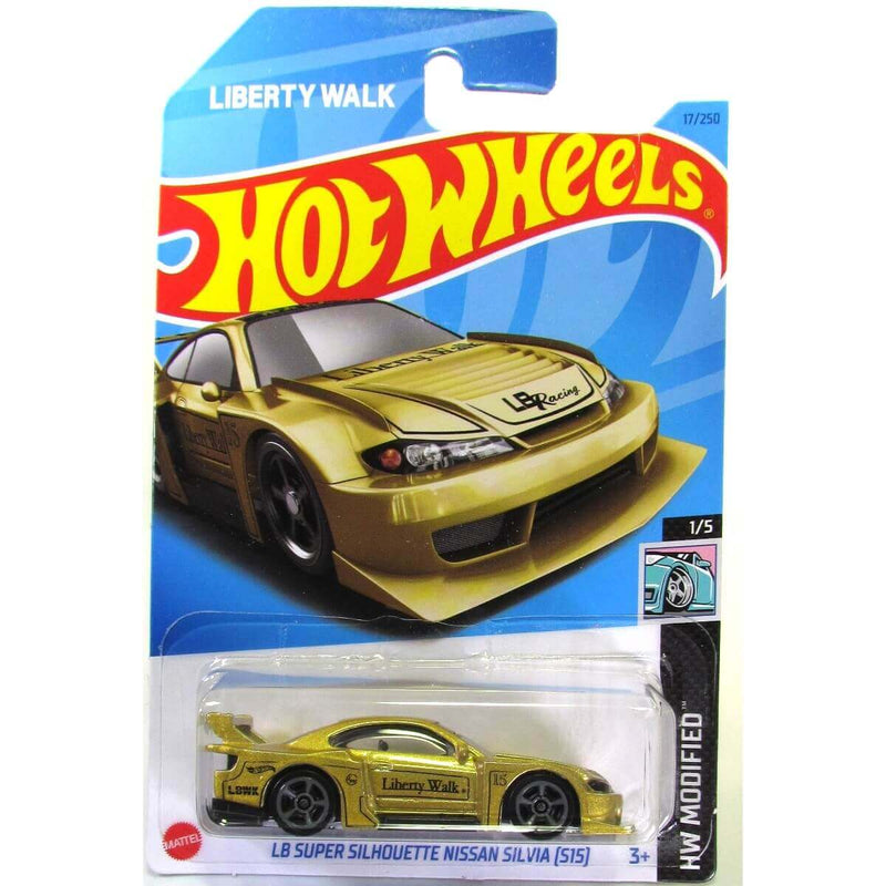 Hot Wheels 2023 Mainline HW Modified Series 1:64 Scale Diecast Cars (International Card), LB Super Silhouette Nissan Silvia (S15) (Matte Gold)