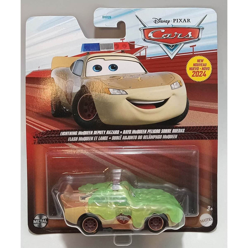 Pixar Cars Character Cars 2024 (Cars On the Road Series) 1:55 Scale Diecast Cars, Lightning McQueen Deputy Hazard with Slime