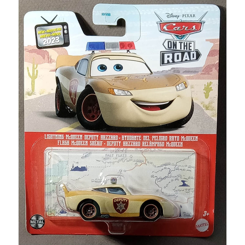 Disney Pixar Cars 2023 Character Cars (Mix 10) 1:55 Scale Diecast Vehicles, Lightning McQueen Deputy Hazzard "On the Road" New for 2023 HKY55