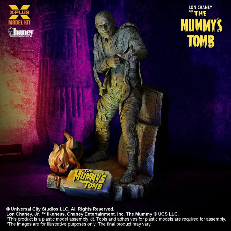 The Mummy's Tomb 1/8 scale Model Kit Universal Monsters - X-Plus, cover art with ad overlay