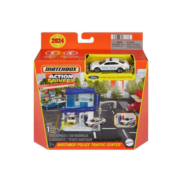 Matchbox Action Drivers Expansion Playsets with 1:64 Scale Diecast Car, Police Traffic Center