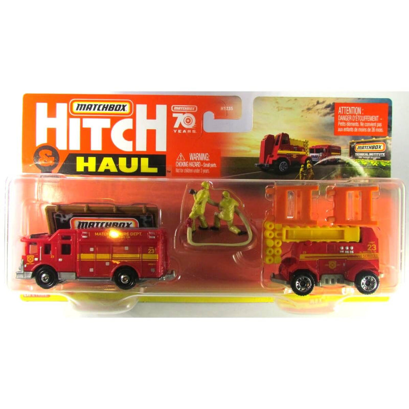 Matchbox 2023 Hitch & Haul (Wave 2) 1:64 Scale Diecast Vehicles, MBX Fire Rescue - Hazard Squad/MBX Mobile Light Truck 5/9