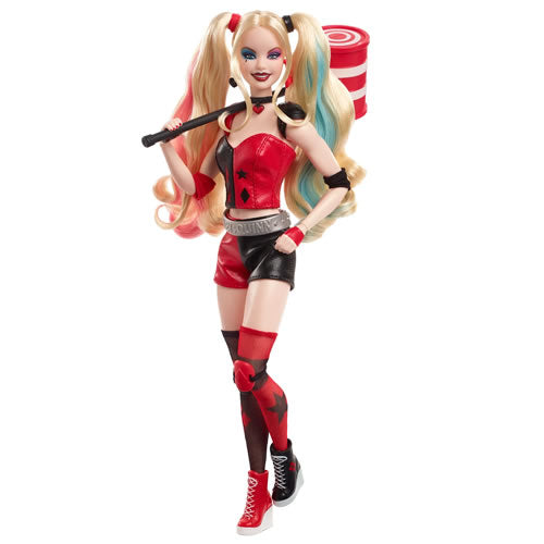 Harley Quinn Barbie Signature Doll Gold Label DC Batman 85th Anniversary, unpackaged holding mallet