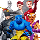 Collection of action figures with a blue character in the foreground