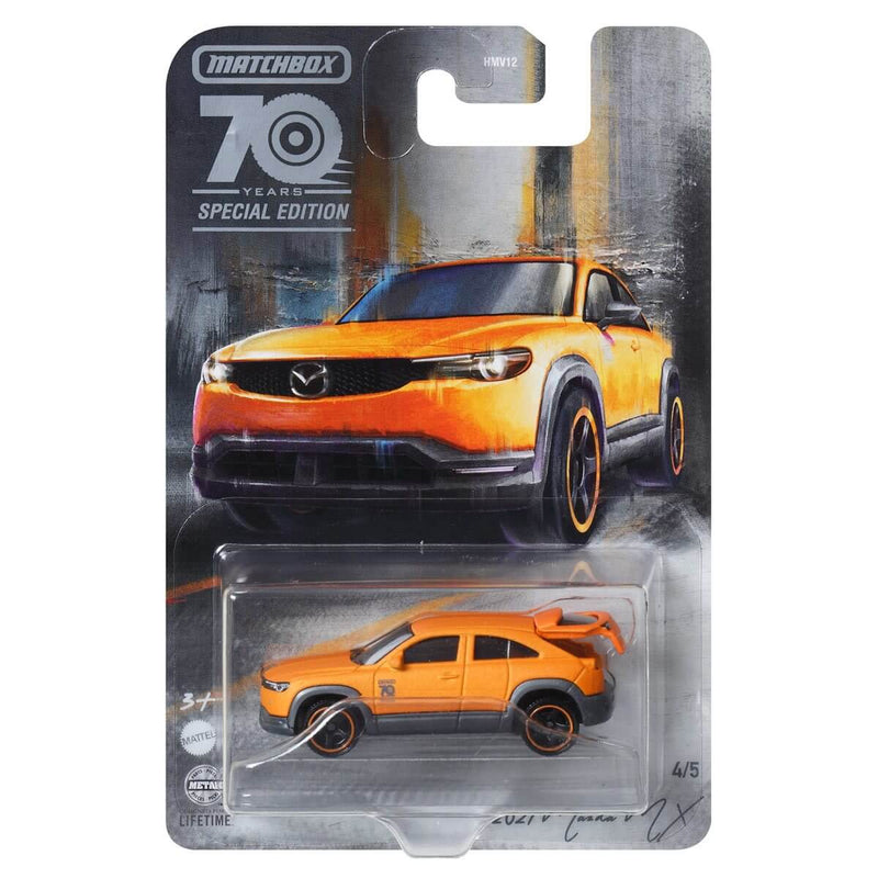 Matchbox 2023 Moving Parts 70th Anniversary Special Edition 1:64 Scale Diecast Cars, 2021 Mazda MX-30
