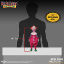 18-inch plush doll of a clown from 'Killer Klowns from Outer Space' with dimensions and branding details.