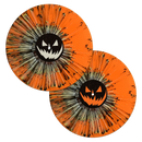 Two Halloween-themed paper fans with jack-o'-lantern designs on a white background.