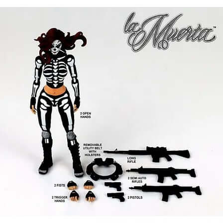 Executive Replicas La Muerta 1:12 Scale Action Figure Coffin Comics, unpackaged with accessories