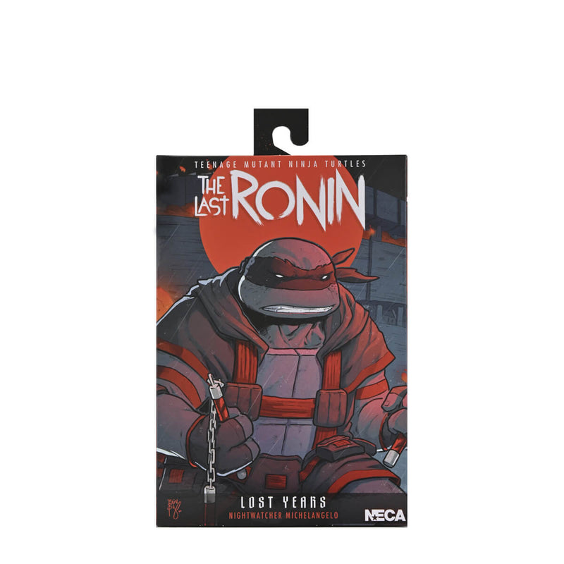 Nightwatcher Michelangelo (TMNT, The Last Ronin) 7" Scale NECA Action Figure, front cover of window packaging