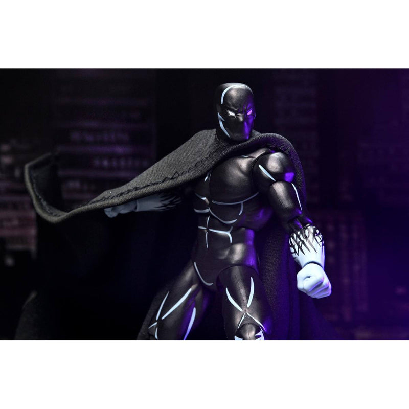 Nobody Mirage Comics action figure with cape and mask in a dark setting