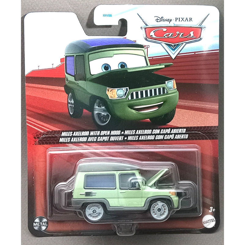 Disney Pixar Cars 2023 Character Cars (Mix 10) 1:55 Scale Diecast Vehicles, Miles Axelrod with Open Hood Y0485