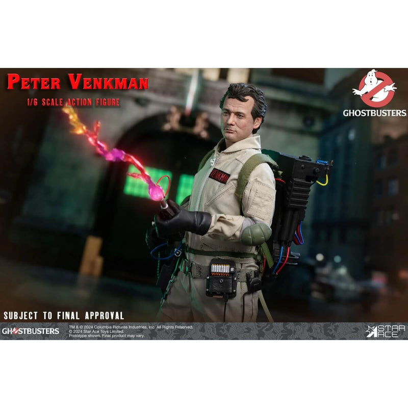 Peter Venkman Ghostbusters (1984) 1/6 Scale Action Figure - Star Ace- firing proton weapon left view