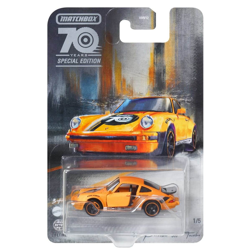 Matchbox 2023 Moving Parts 70th Anniversary Special Edition 1:64 Scale Diecast Cars, '80 Porsche 911 Turbo