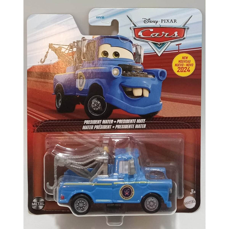 Pixar Cars Character Cars 2024 (Cars On the Road Series) 1:55 Scale Diecast Cars, President Mater