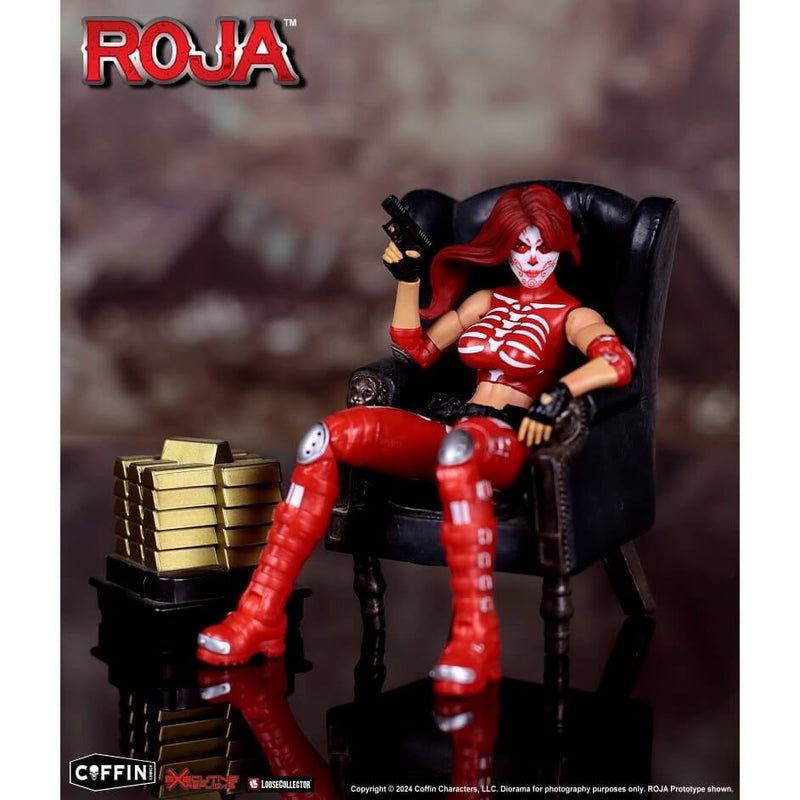 Roja 1/12 Scale Executive Replicas Action Figure - Coffin Comics, unpackaged on chair