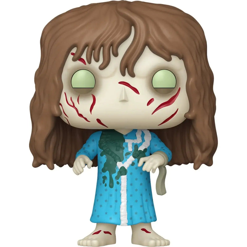 Funko Pop! vinyl figure with a character in a blue outfit and bloodstains on a white background