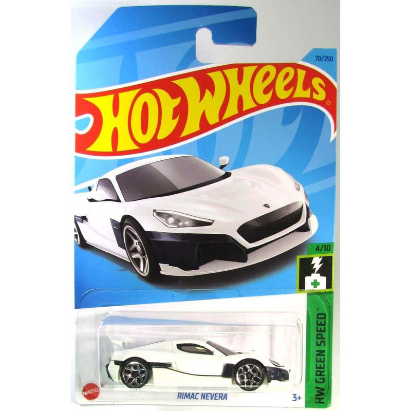 Hot Wheels 2023 Mainline HW Green Speed Series 1:64 Scale Diecast Cars (International Card), Rimac Nevera White