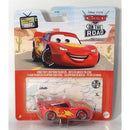 Disney Pixar Cars On the Road Lightning McQueen metal toy car in its original blister card packaging.