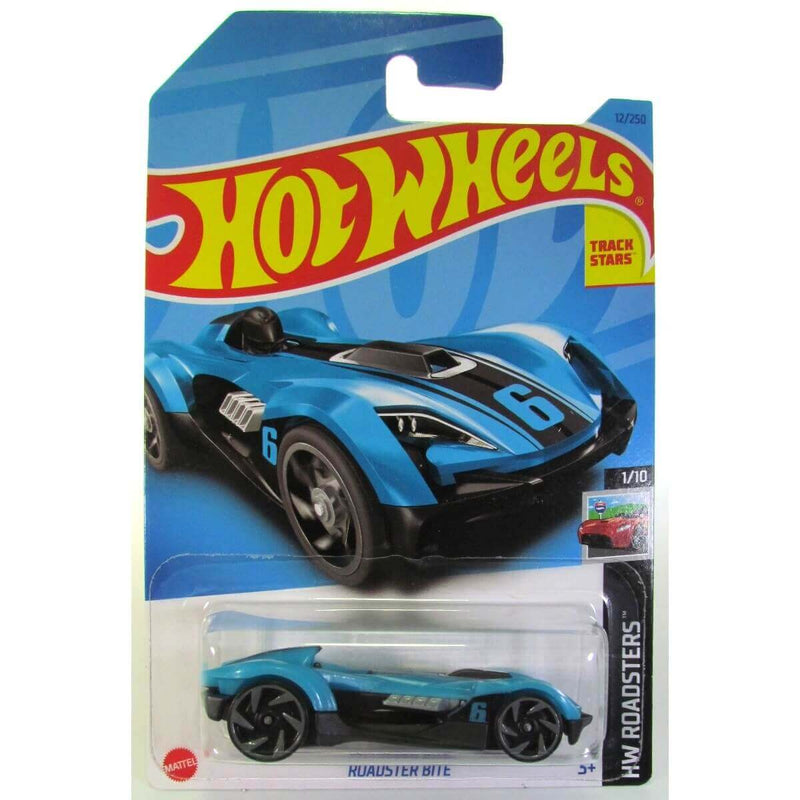 Hot Wheels 2023 Mainline HW Roadsters Series 1:64 Scale Diecast Cars (International Card), Roadster Bite (Sky Blue)