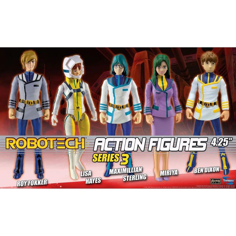 Robotech 4-Inch Action Figures 5-Piece Collector's Bundle (Series 3) with ad overlay with figure names