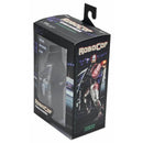RoboCop Poster Series Ultimate 7-Inch Scale NECA Action Figure, showing side of windowing package with Robocop movie poster