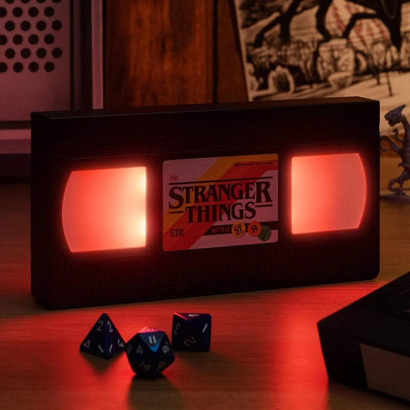 Paladone Stranger Things LED VHS logo light, unpackaged, illuminated