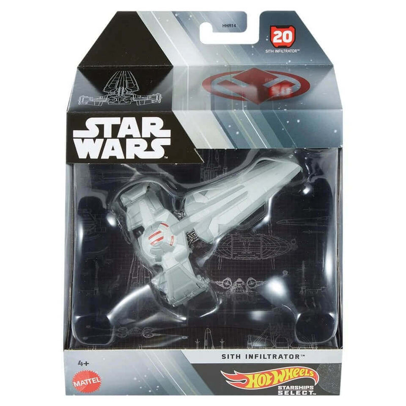 Hot Wheels 2023 Star Wars Starships Select (Mix 3) 1:50 Scale Vehicles, Sith Infiltrator