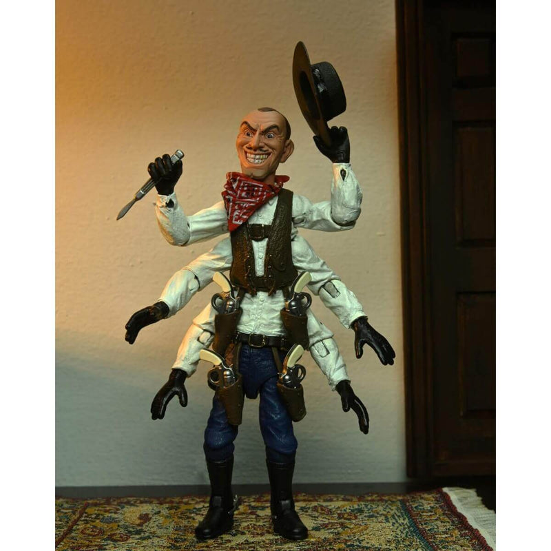 Puppet Master Six Shooter and Jester NECA Action Figure 2-Pack, Six Shooter holding up hat and knife