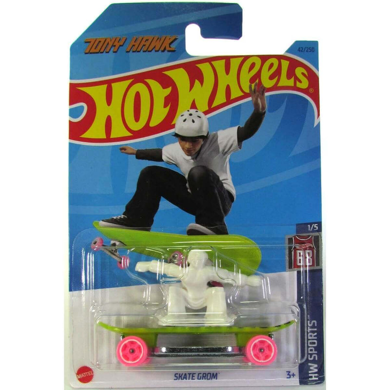 Hot Wheels 2023 Mainline HW Sports Series 1:64 Scale Diecast Cars (International Card), Skate Grom (Green, Tony Hawk)