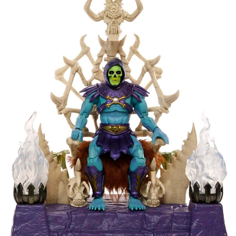 Skeletor and Havoc Throne Masters of the Universe Masterverse Action Figure Set, Skeletor sitting on throne