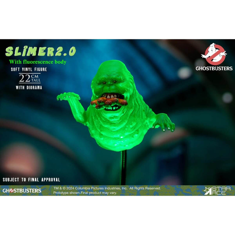 Slimer Ghostbusters 1/8 Scale Collectible Figure w/ Light-Up Ghost Trap - Star Ace, hot dogs in mouth