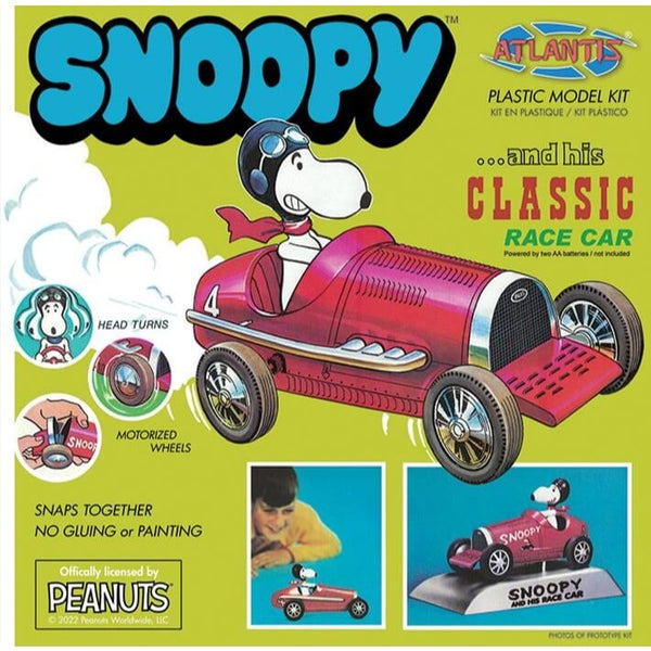 Snoopy and His Race Car Snap-Together Model Kit w/ Motorized Wheels