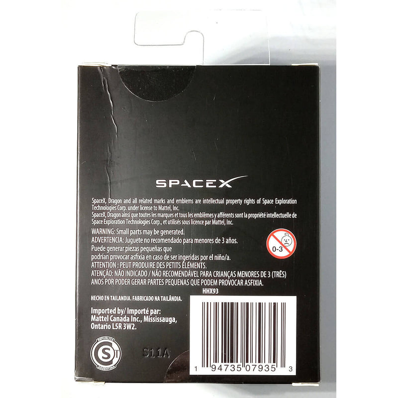 Matchbox SpaceX Dragon Capsule 1:87 Scale Diecast Replica, package back