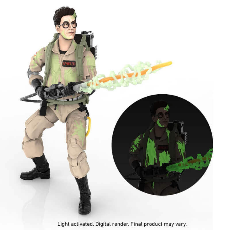 Jada Toys + Hasbro Ghostbusters 3-Piece Fan Bundle, Hasbro Egon Spengler unpackaged showing glow in the dark