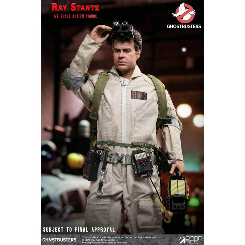 Ray Stantz Ghostbusters (1984) 1/6 Scale Action Figure - Star Ace, unpackaged holding up goggles