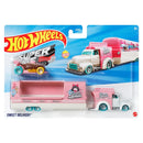 Hot Wheels 2025 Super Rigs 1:64 Scale Truck with Vehicle (Mix 2), Sweet Delivery