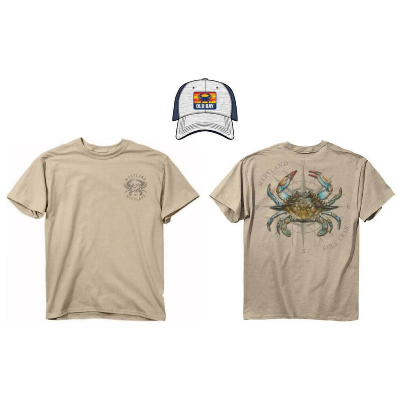 Old Bay Chesapeake Blue Crab Men's Hat & T-Shirt Gift Bundle
