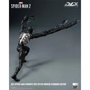 Spider-Man action figure in a dynamic pose with 'DLX' branding on a gray background